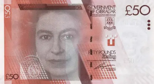 Gibraltar 50 Pound Banknote Front Issued 2010 Accepted For Exchange