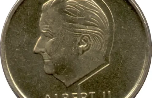5 Belgian Francs coin (Albert II) issued 1994 front accepted for exchange