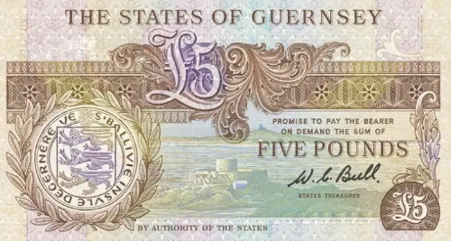 Guernsey 5 Pound Banknote Front Issued 1980 Accepted For Exchange