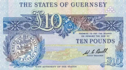 Guernsey 10 Pound Banknote Front Issued 1980 Accepted For Exchange