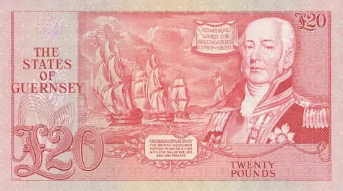 Guernsey 20 Pound Banknote Front Issued 1980 Accepted For Exchange
