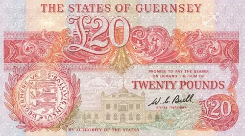 Guernsey 20 Pound Banknote Front Issued 1980 Accepted For Exchange