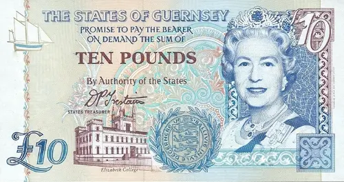 Guernsey 10 Pound Banknote Front Issued 1995 Accepted For Exchange