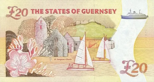 Guernsey 20 Pound Banknote Front Issued 1996 Accepted For Exchange