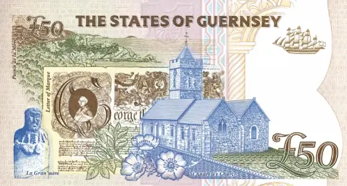 Guernsey 50 Pound Banknote Front Issued 1994 Accepted For Exchange