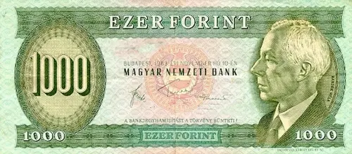 Hungarian 1000 Forint Banknote Front Issued 1983 Accepted For Exchange