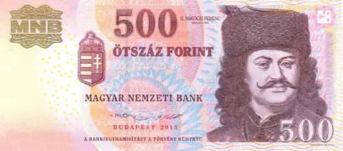 Hungarian 500 Forint Banknote Front Issued 2013 Accepted For Exchange