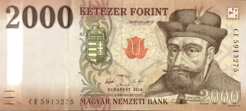 Hungarian 2000 Forint Banknote Front Issued 2016 Accepted For Exchange