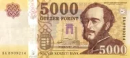 Hungarian 5000 Forint Banknote Front Issued 2016