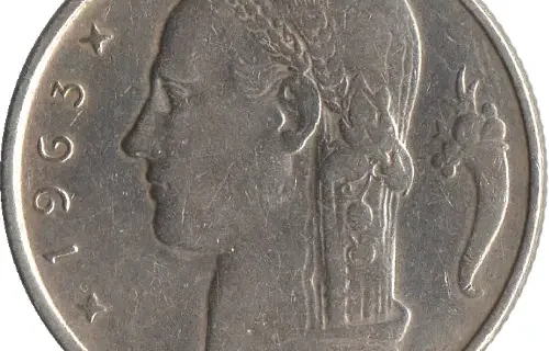 5 Belgian Francs coin (Ceres) issued 1948 front accepted for exchange