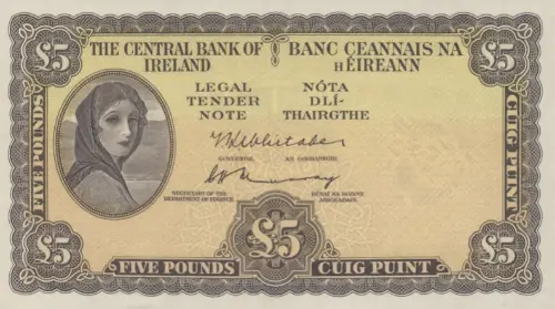 Irish 5 Pound Banknote Front Issued 1972 Accepted For Exchange