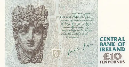 Irish 10 Pound Banknote Front Issued 1995 Accepted For Exchange