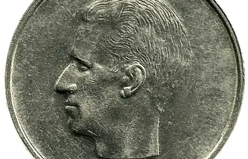 10 Belgian Francs coin (Baudouin) issued 1969 Front accepted for exchange