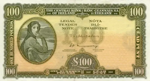 Irish 100 Pound Banknote Front Issued 1975 Accepted For Exchange