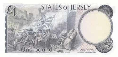 Jersey 1 Pound (Battle of Jersey)  Banknote Front Issued 1989 Accepted For Exchange