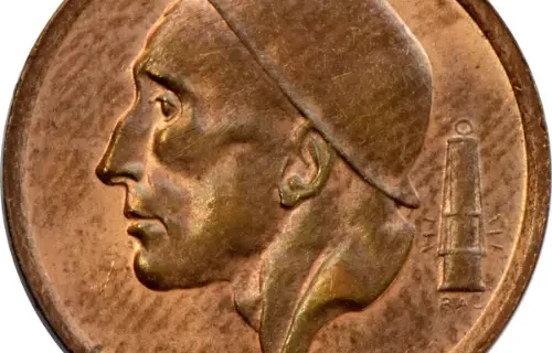 20 Centimes coin Belgium (Miner) front issued 1954 accepted for exchange