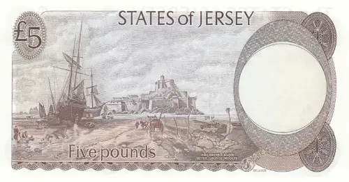 Jersey 5 Pound Banknote Front Issued 1976 Accepted for Exchange