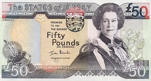 Jersey 5 Pound Banknote Front Issued 1989 Accepted For Exchange