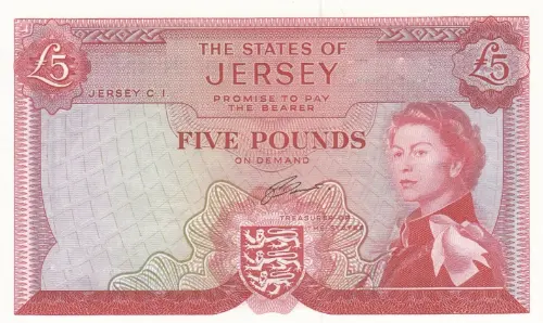 Jersey 5 Pound Banknote Front Issued 1963 Accepted For Exchange