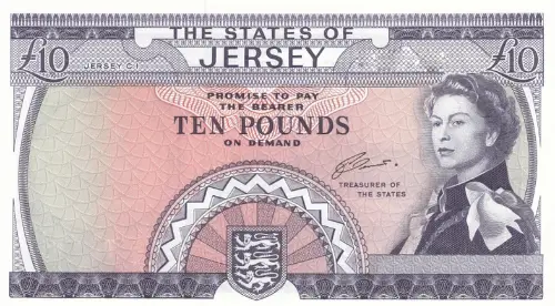 Jersey 10 Pound Banknote Front Issued 1972 Accepted For Exchange