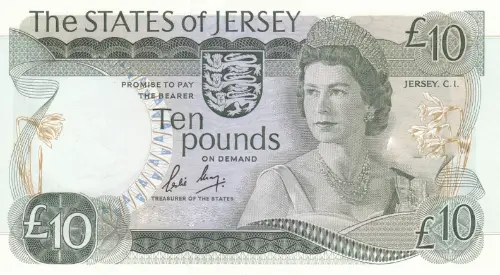 Jersey 10 Pound Banknote Front Issued 1976 Accepted For Exchange