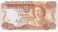 Jersey 20 Pound Banknote Front Issued 1989 Accepted For Exchange