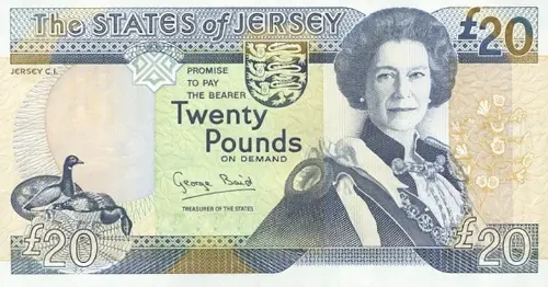 Jersey 20 Pound Banknote Front Issued 1993 Accepted For Exchange