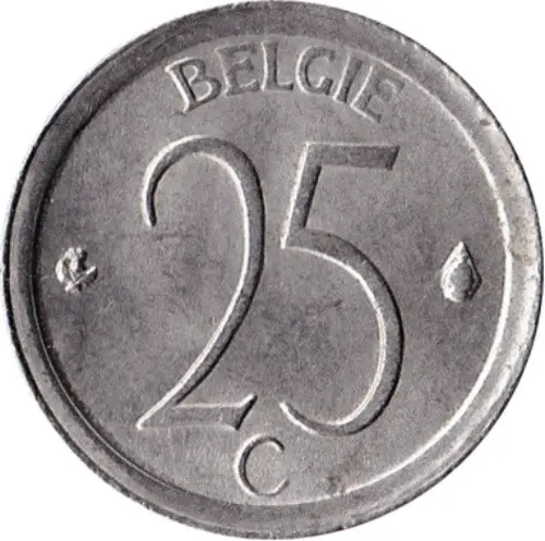 25 Centimes coin Belgium (B) front issued 1964 accepted for exchange