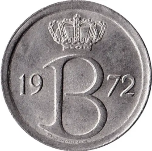 25 Centimes coin Belgium (B) front issued 1964 accepted for exchange