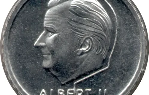 50 Belgian Francs coin (Albert II) front issued 1994 accepted for exchange