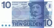 Dutch 10 Guilder Banknote Front Issued 1971 Accepted For Exchange