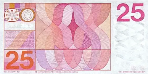 Dutch 25 Guilder Banknote Front Issued 1972 Accepted For Exchange