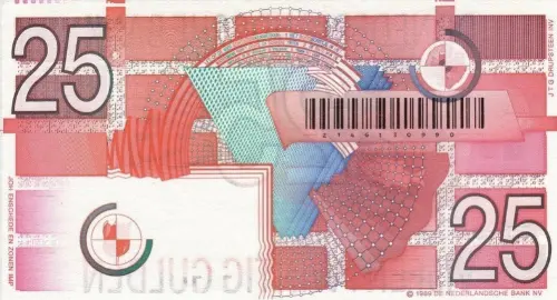 Dutch 25 Guilder Banknote Front Issued 1990 Accepted For Exchange