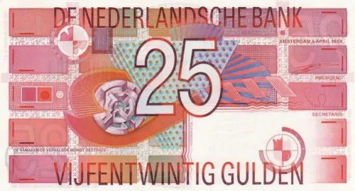 Dutch 25 Guilder Banknote Front Issued 1990 Accepted For Exchange