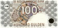 Dutch 100 Guilder Banknote Front Issued 1993 Accepted For Exchange