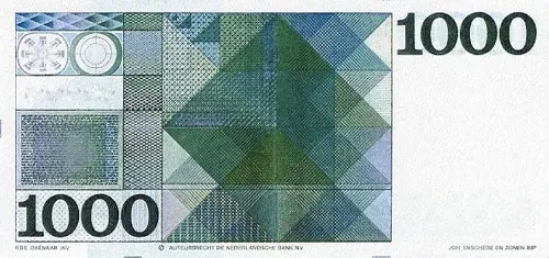 Dutch 1000 Guilder Banknote Front Issued 1973 Accepted For Exchange