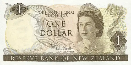New Zealand 1 Dollar Banknote Front Issued 1977 Accepted for Exchange