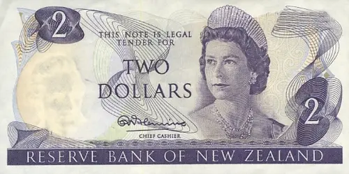 New Zealand 2 Dollar Banknote Front Issued 1967 Accepted For Exchange
