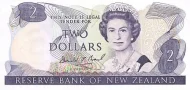 New Zealand 2 Dollar Banknote Front Issued 1989 Accepted For Exchange