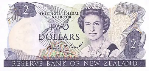 New Zealand 2 Dollar Banknote Front Issued 1989 Accepted For Exchange