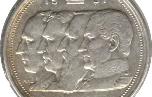 100 Belgian Francs coin (Four Kings) front issued 1948 accepted for exchange