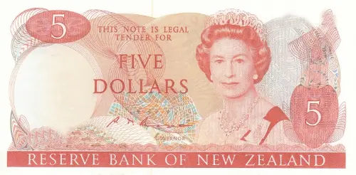 New Zealand 5 Dollar Banknote Front Issued 1985 Accepted For Exchange