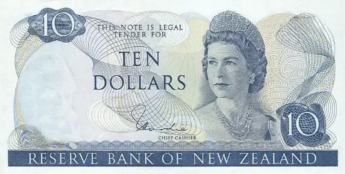 New Zealand 10 Dollar Banknote Front Issued 1977 Accepted For Exchange
