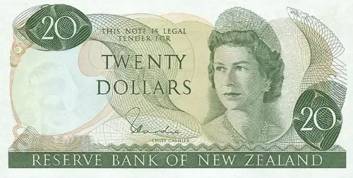 New Zealand 20 Dollar Banknote Front Issued 1967 Accepted For Exchange