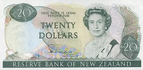 New Zealand 20 Dollar Banknote Front Issued 1981 Accepted For Exchange