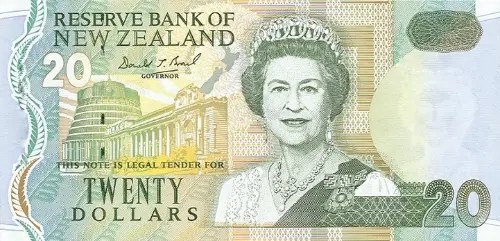 New Zealand 20 Dollar Banknote Front Issued 1992 Accepted For Exchange