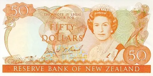 New Zealand 50 Dollar Banknote Front Issued 1981 Accepted For exchange