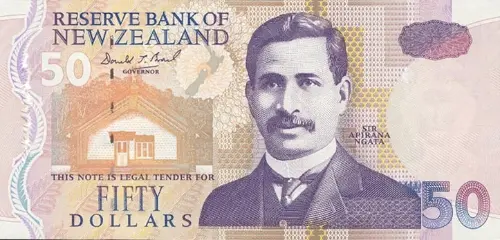 New Zealand 50 Dollar Banknote Front Issued 1992 Accepted For Exchange