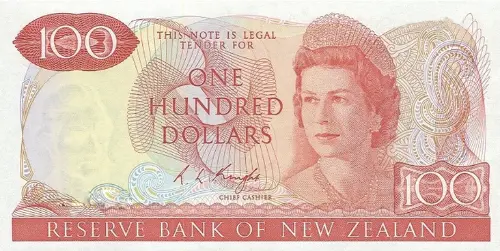 New Zealand 100 Dollar Banknote Front Issued 1975 Accepted For Exchange