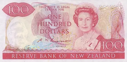 New Zealand 100 Dollar Banknote Front Issued 1985 Accepted For Exchange